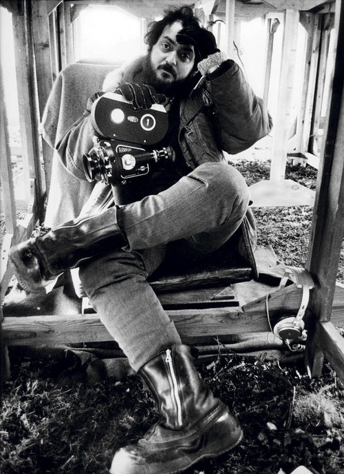 Stanley Kubrick, photographed by Dmitri Kasterine in 1970 on the set of  A Clockwork Orange  -  Image via:    bfi.org.uk